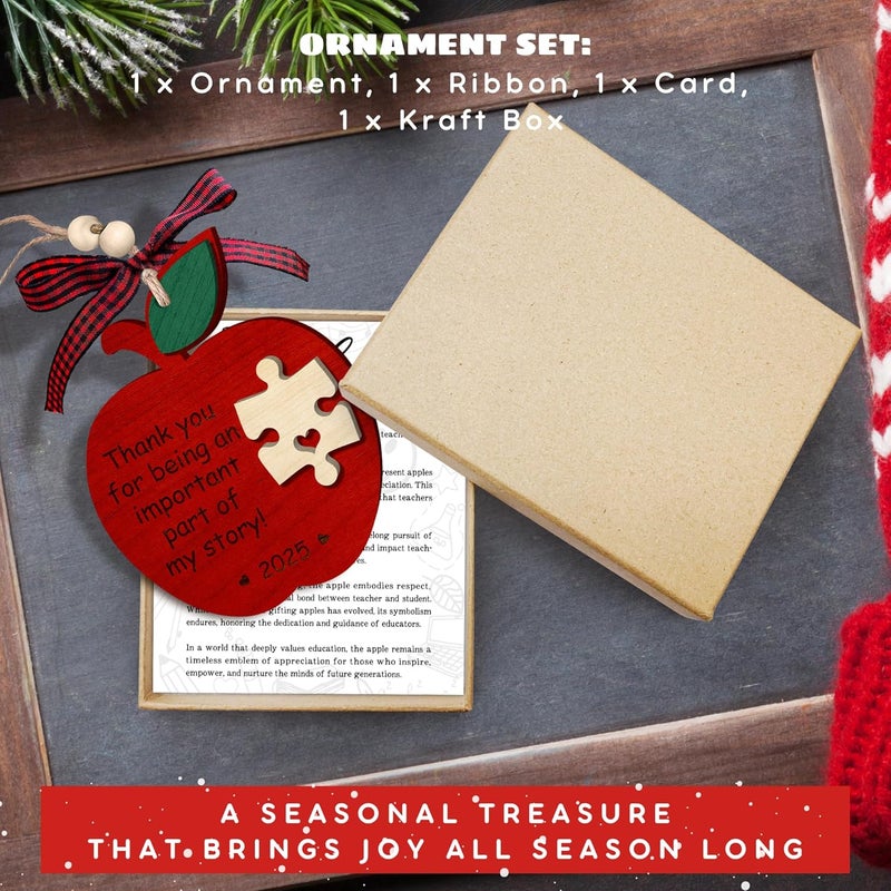SUCHAGIFT Teacher Ornament - Teacher Christmas Ornaments for Tree - Teachers Gifts for Women - Teachers Daycare Provider Christmas Ornaments - Teaching Appreciation Gifts - Wood Ornament 2025 & Card - Image 4
